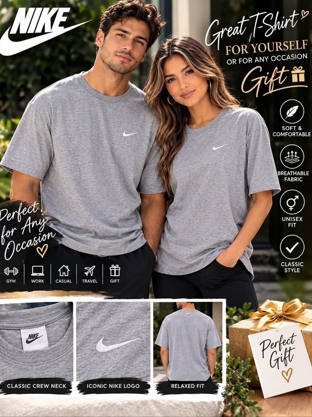 Nike Grey Crew Neck SIZE Large For Your Self Or For Any Occasion Gift 🎁